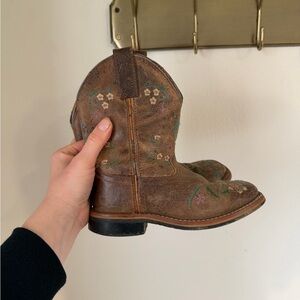 Kids Brown Embroidered Boots